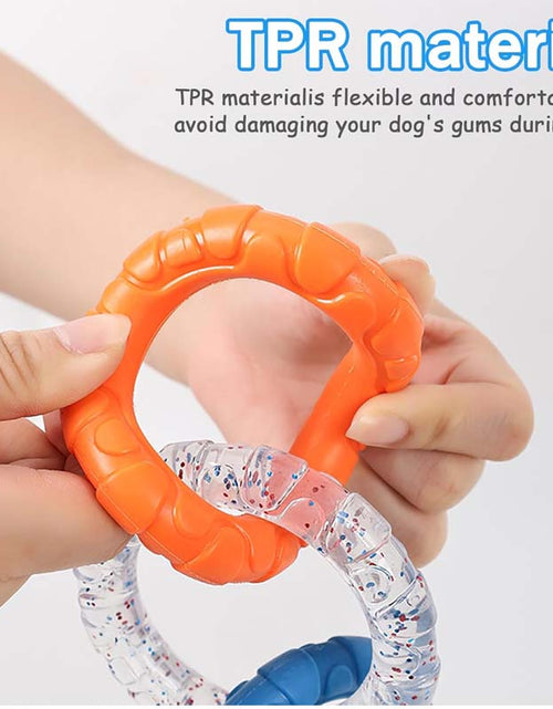 Load image into Gallery viewer, Rubber 3-Ring Tug Dog Toy - Indestructible Interactive Chew Toy for Aggressive Chewers
