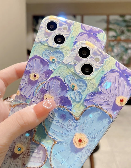 Load image into Gallery viewer, Soft Blue Glitter Flower Case - iPhone 11 to 14, Pro Max, XS, XR, 7 to 8 Plus, SE Zydropshipping
