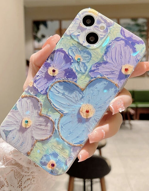 Load image into Gallery viewer, Soft Blue Glitter Flower Case - iPhone 11 to 14, Pro Max, XS, XR, 7 to 8 Plus, SE Zydropshipping
