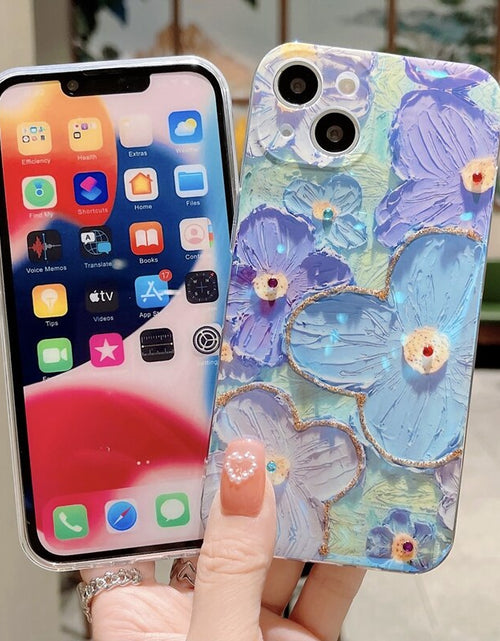 Load image into Gallery viewer, Soft Blue Glitter Flower Case - iPhone 11 to 14, Pro Max, XS, XR, 7 to 8 Plus, SE Zydropshipping
