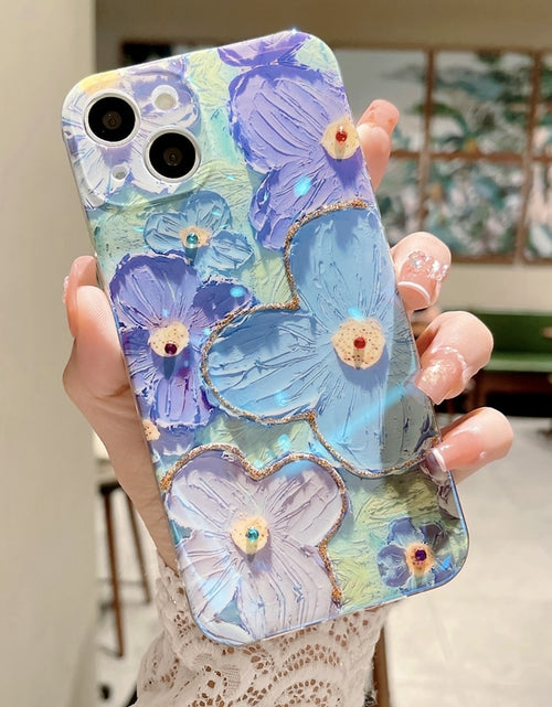 Load image into Gallery viewer, Soft Blue Glitter Flower Case - iPhone 11 to 14, Pro Max, XS, XR, 7 to 8 Plus, SE Zydropshipping
