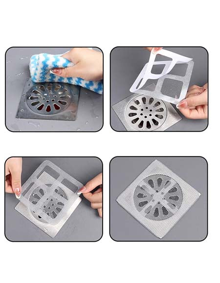 Load image into Gallery viewer, White Gray Grid Bathroom Drain Filter: Anti-Clog, Insect-Proof Stickers
