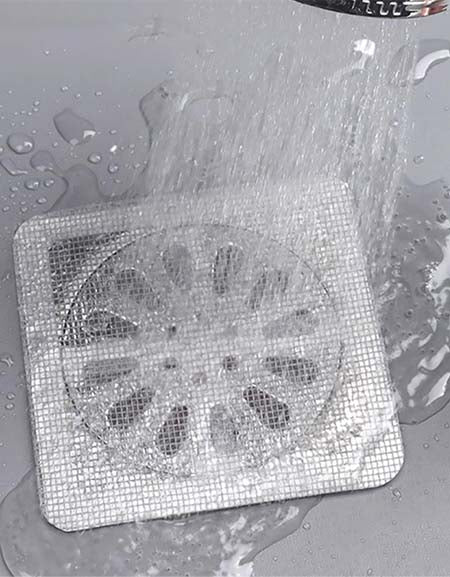 White Gray Grid Bathroom Drain Filter: Anti-Clog, Insect-Proof Stickers