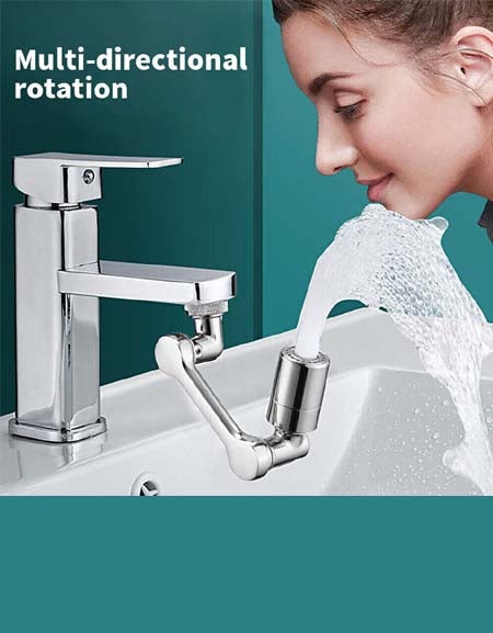 Universal 1080° Swivel Spray Robotic Faucet Extender Arm: Extension Rotate Tap