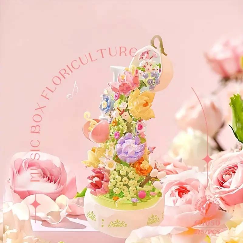 575pcs Teacups Flower Rotating Music Box