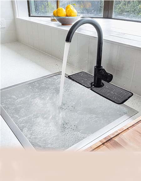 Microfiber Sink Splash Guard & Drying Towel with Faucet Drainage Shelf