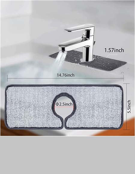 Microfiber Sink Splash Guard & Drying Towel with Faucet Drainage Shelf