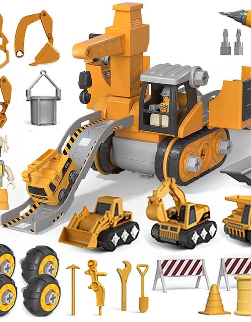 Load image into Gallery viewer, Kids Construction Vehicle Set: Crane Excavator Bulldozer Forklift
