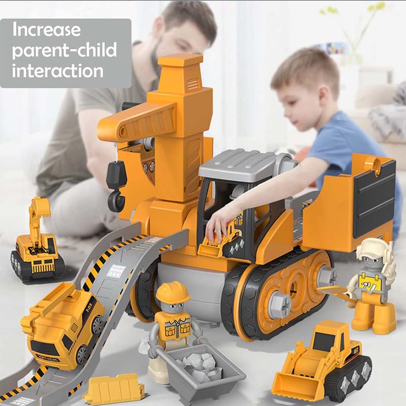 Kids Construction Vehicle Set: Crane Excavator Bulldozer Forklift