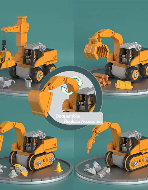 Load image into Gallery viewer, Kids Construction Vehicle Set: Crane Excavator Bulldozer Forklift
