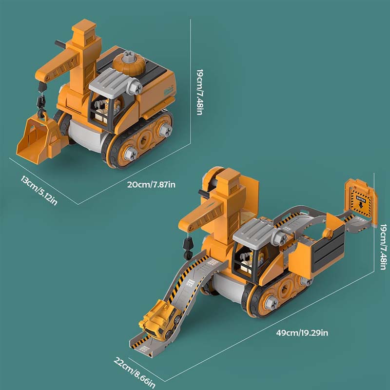 Kids Construction Vehicle Set: Crane Excavator Bulldozer Forklift