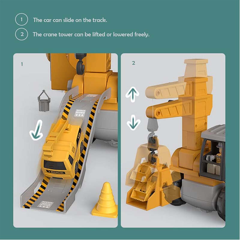 Kids Construction Vehicle Set: Crane Excavator Bulldozer Forklift