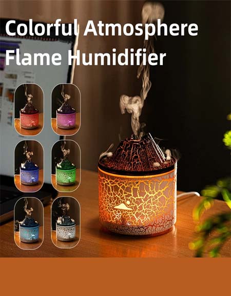 Volcano Flame Ultrasonic Humidifier & Aroma Diffuser for Home Fragrance - Smoking Mist Steamer Zydropshipping