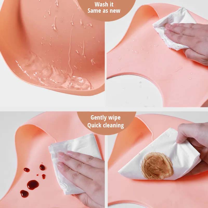 Soft Waterproof Silicone Baby Bib with Food Catcher