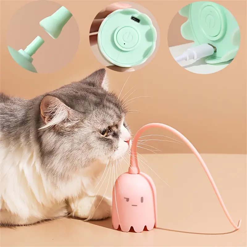 Whimsical Cartoon Pet Toy - Auto-Rotating Magic Tail, USB Rechargeable