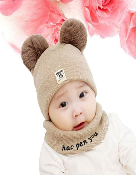 Load image into Gallery viewer, Winter Kids Hats Cute Bear Ears Warm Wool Cap Zydropshipping
