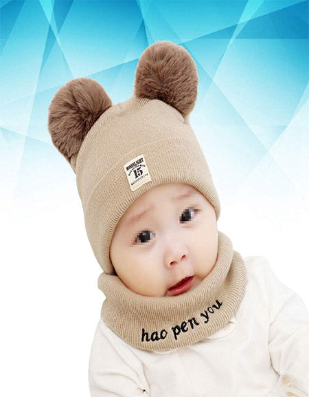 Load image into Gallery viewer, Winter Kids Hats Cute Bear Ears Warm Wool Cap Zydropshipping
