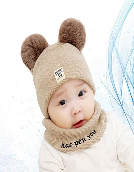 Load image into Gallery viewer, Winter Kids Hats Cute Bear Ears Warm Wool Cap Zydropshipping
