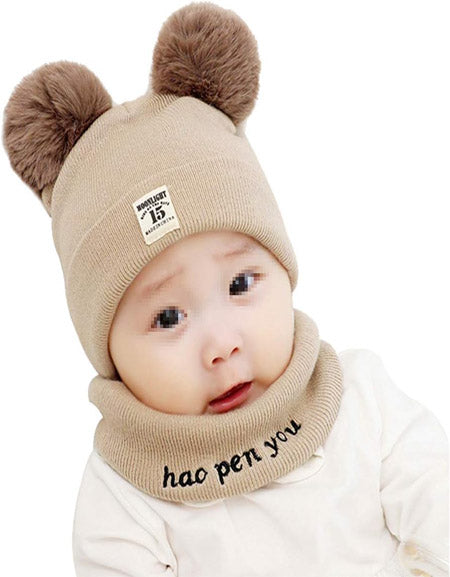 Load image into Gallery viewer, Winter Kids Hats Cute Bear Ears Warm Wool Cap Zydropshipping
