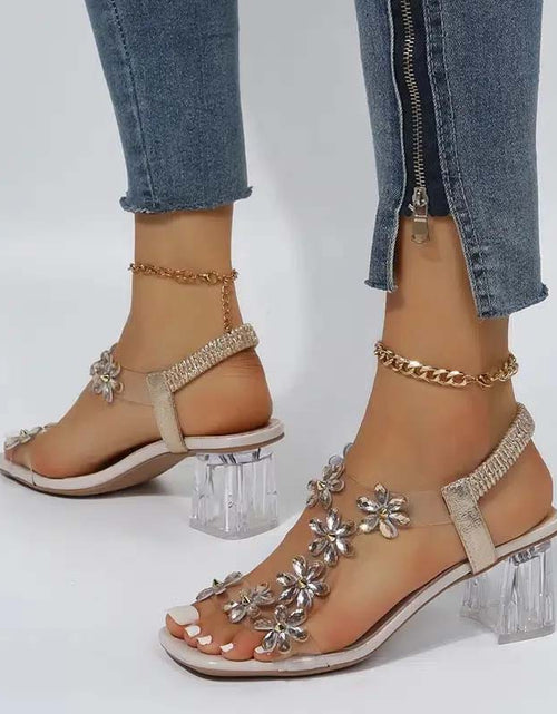 Load image into Gallery viewer, 2024 Summer High Heel Sandals with Transparent Square Heel
