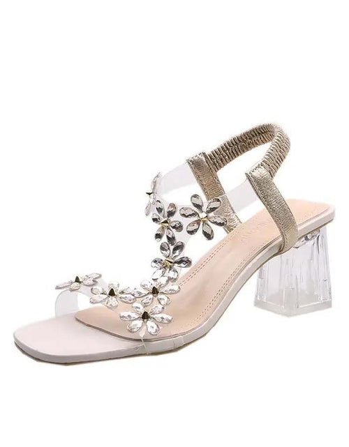 Load image into Gallery viewer, 2024 Summer High Heel Sandals with Transparent Square Heel
