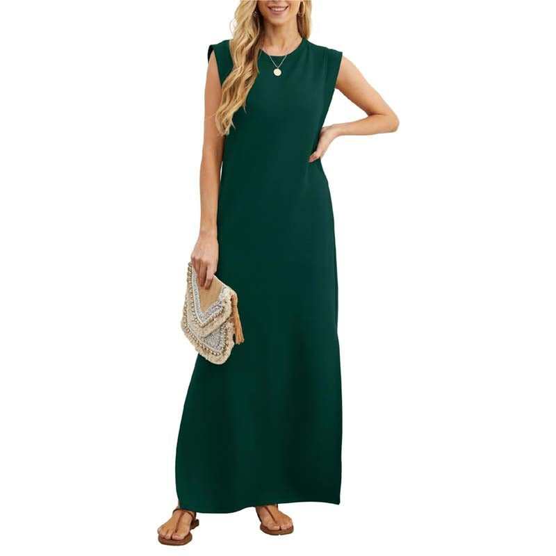 Unpainted Casual Women's Dress with Split Hem