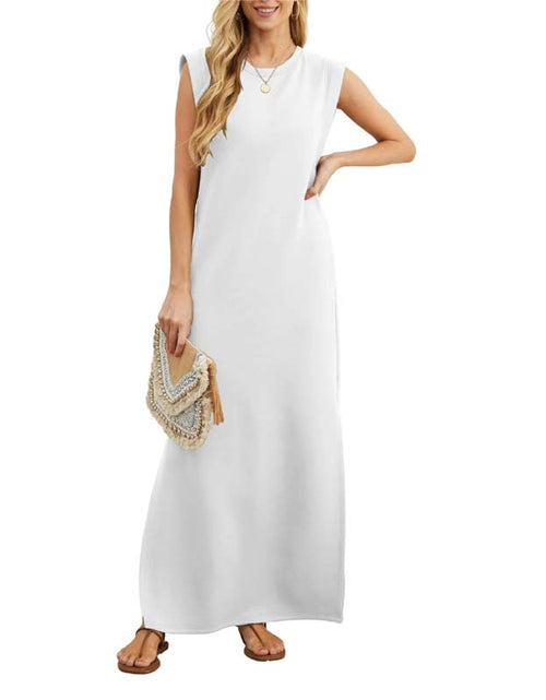 Load image into Gallery viewer, Unpainted Casual Women&#39;s Dress with Split Hem
