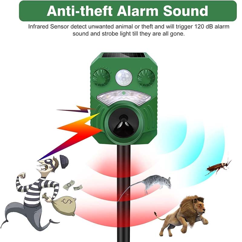 Joomouney Cat Repellent | Ultrasonic Solar Animal Scarer with PIR Sensor & Flash