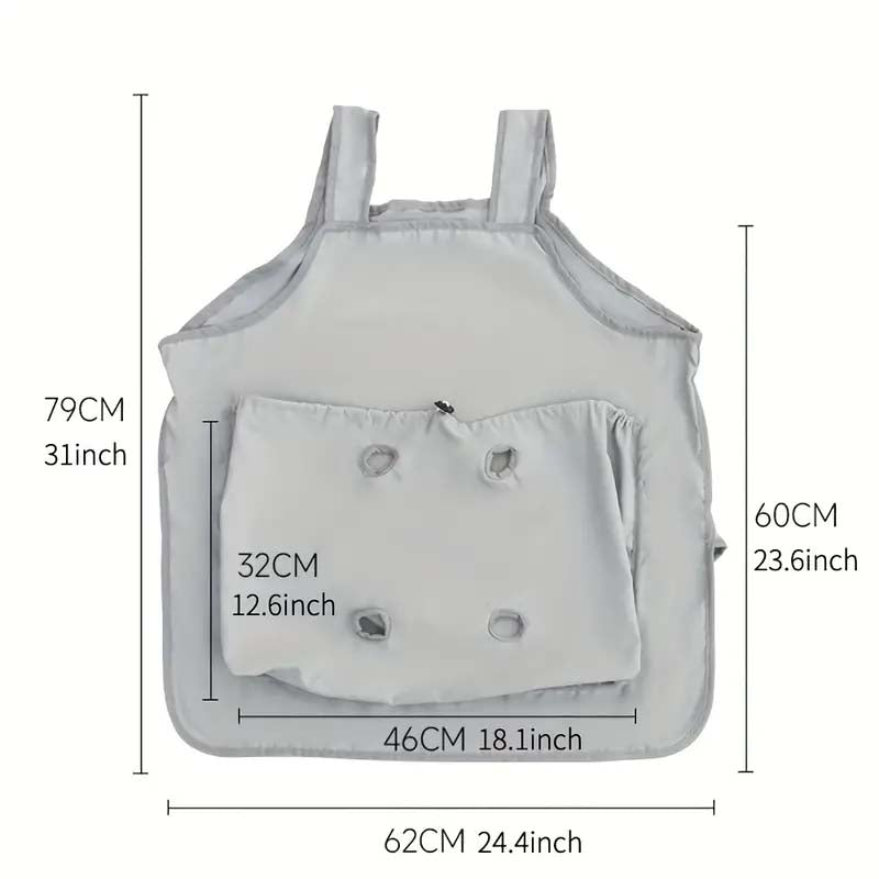 Breathable Cotton Cat Grooming Apron – 4-Hole Carrier Pouch