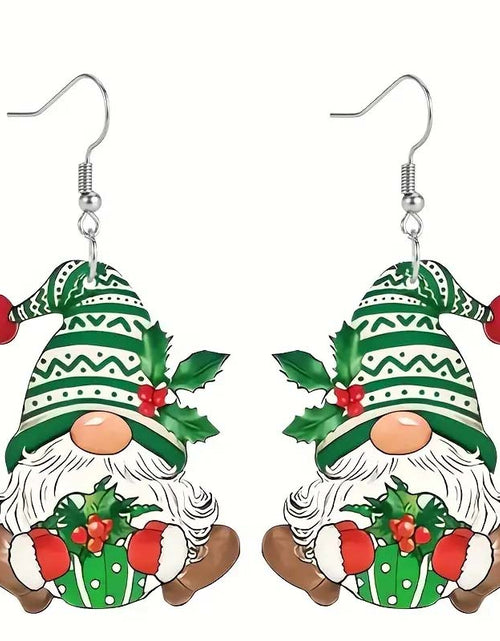 Load image into Gallery viewer, Set of 4 Christmas Gnome Dangle Earrings – Festive Santa Dwarf Design
