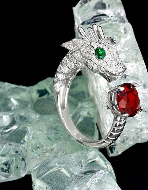 Load image into Gallery viewer, 925 Sterling Silver Dragon Ring | Adjustable Gothic Jewelry
