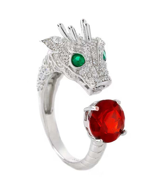 Load image into Gallery viewer, 925 Sterling Silver Dragon Ring | Adjustable Gothic Jewelry
