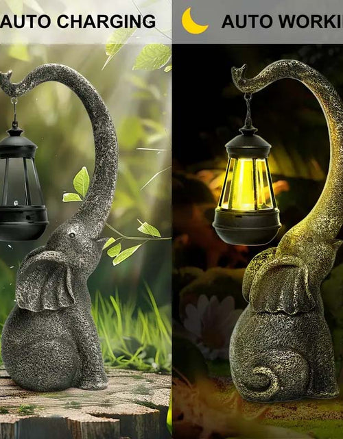 Load image into Gallery viewer, Solar Powered Elephant Statue - Color-Changing LED Garden Decor
