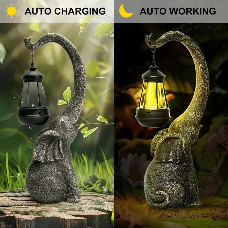 Solar Powered Elephant Statue - Color-Changing LED Garden Decor