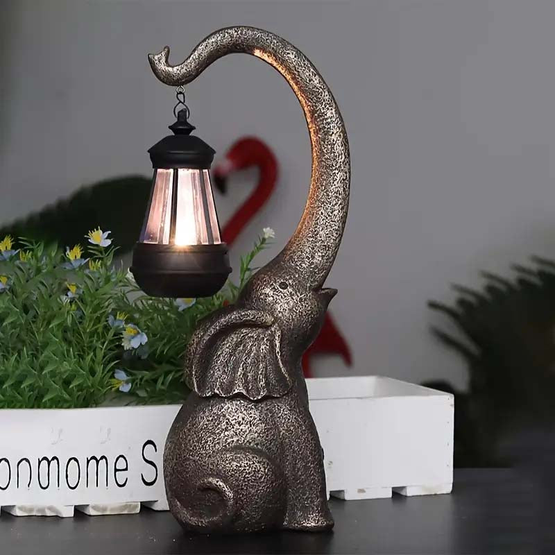 Solar Powered Elephant Statue - Color-Changing LED Garden Decor