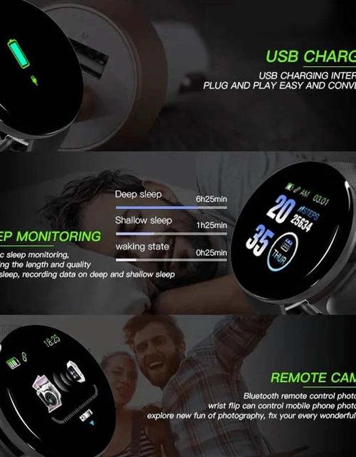 Load image into Gallery viewer, D18 Smart Watch: Bluetooth, Music, Fitness, Sleep Monitor - Men &amp; Women
