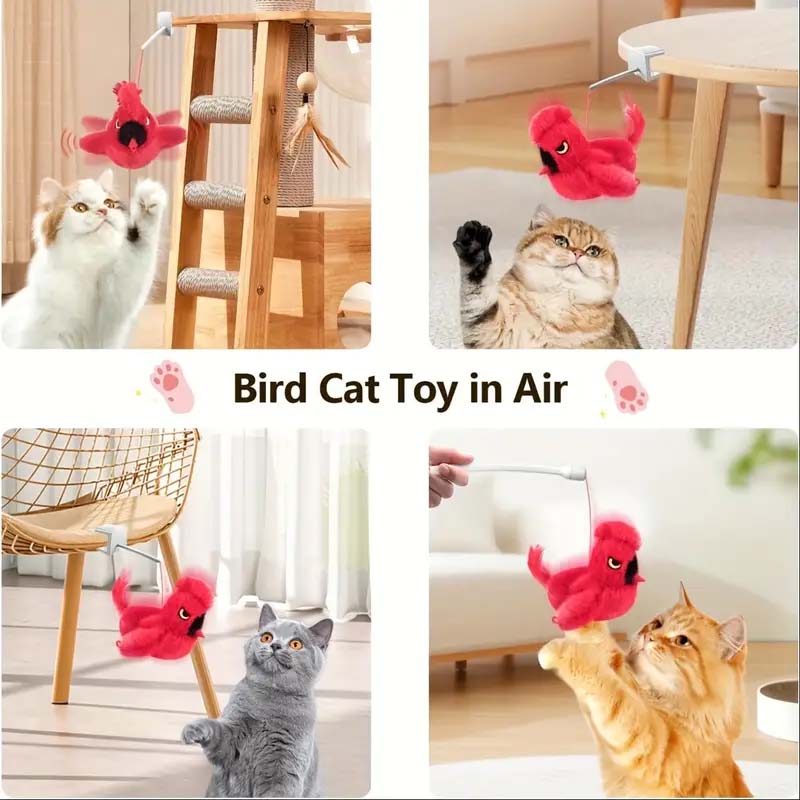 Interactive Chirping Cardinal Cat Toy - Rechargeable & Lifelike