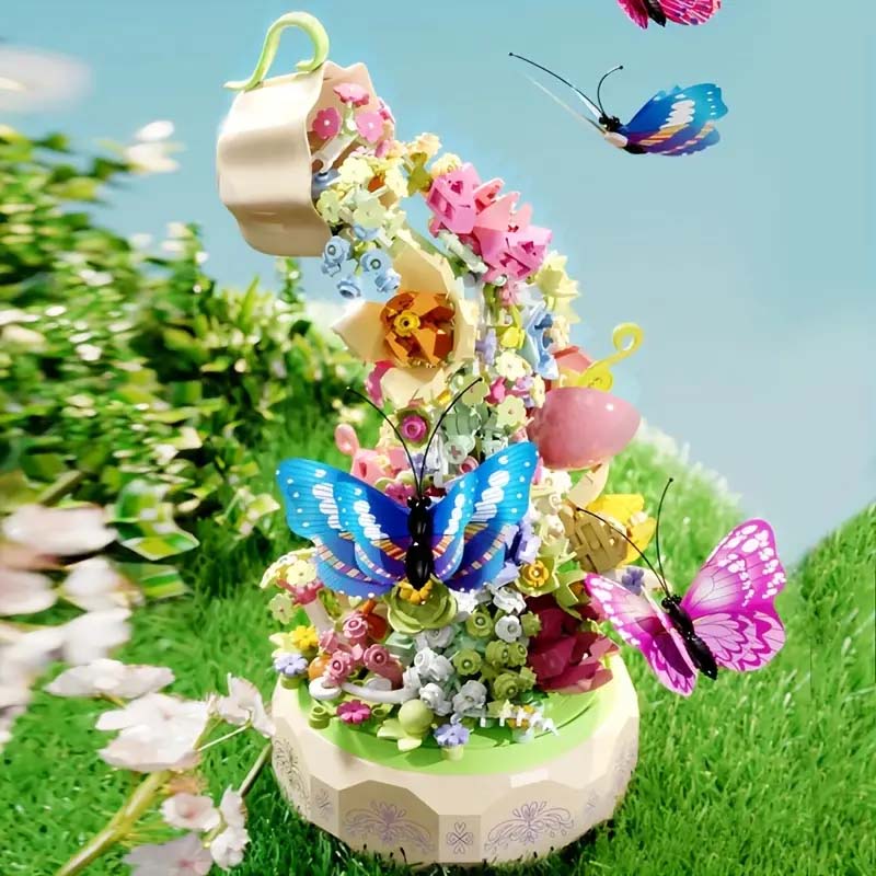 Flower Garden Building Set with Rotating Music Box