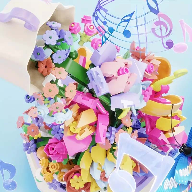 Flower Garden Building Set with Rotating Music Box