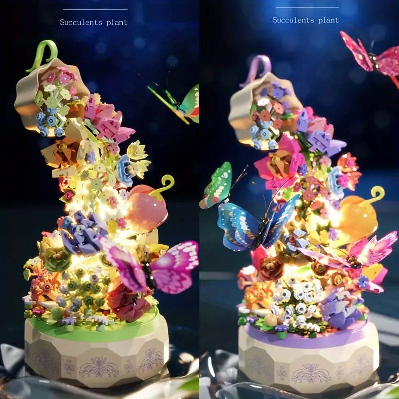 Flower Garden Building Set with Rotating Music Box