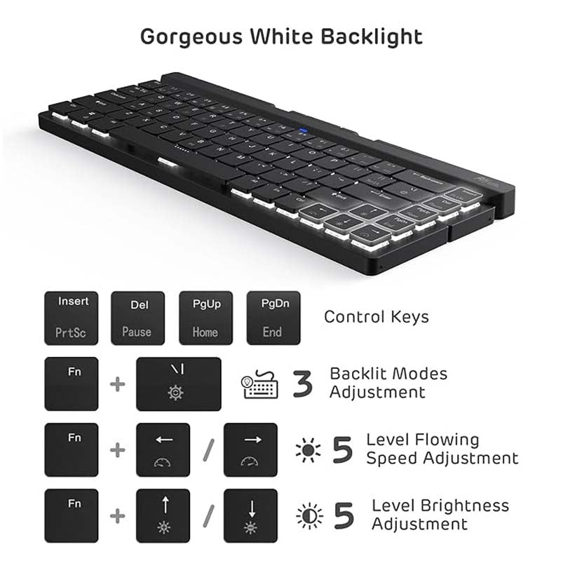 Portable Foldable Bluetooth Keyboard