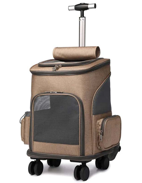 Load image into Gallery viewer, Portable Folding Pet Trolley Backpack – Travel Cat Carrier with Wheels | Comfortable &amp; Convenient Pet Carrier
