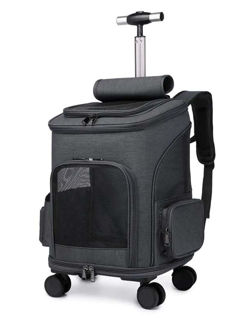 Load image into Gallery viewer, Portable Folding Pet Trolley Backpack – Travel Cat Carrier with Wheels | Comfortable &amp; Convenient Pet Carrier
