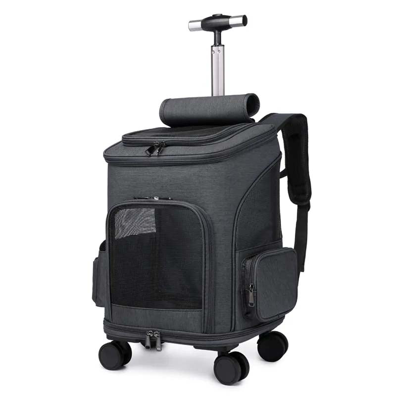 Portable Folding Pet Trolley Backpack – Travel Cat Carrier with Wheels | Comfortable & Convenient Pet Carrier