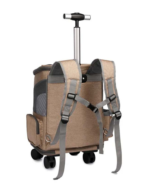 Load image into Gallery viewer, Portable Folding Pet Trolley Backpack – Travel Cat Carrier with Wheels | Comfortable &amp; Convenient Pet Carrier
