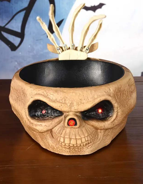 Load image into Gallery viewer, Halloween Skull Bowl Decoration - Motion-Activated with Glowing Eyes &amp; Sound
