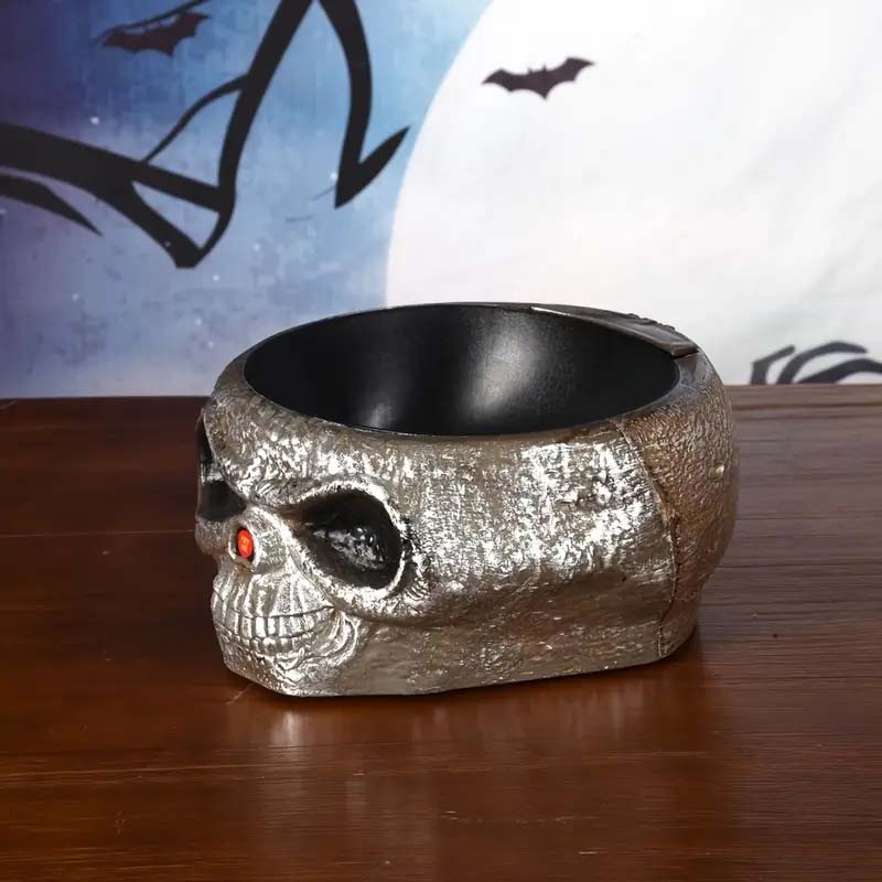 Halloween Skull Bowl Decoration - Motion-Activated with Glowing Eyes & Sound