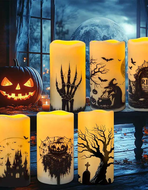 Load image into Gallery viewer, 6-Piece Halloween LED Candles Set with Decorations
