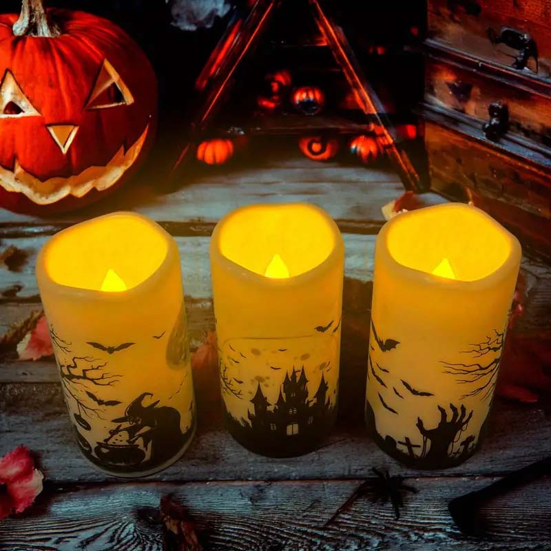 6-Piece Halloween LED Candles Set with Decorations