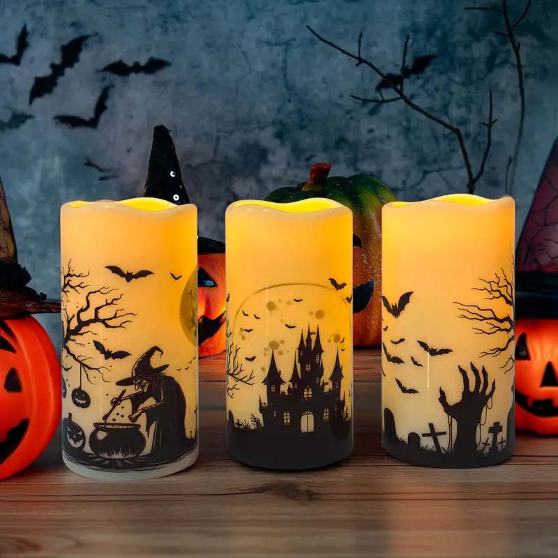 6-Piece Halloween LED Candles Set with Decorations